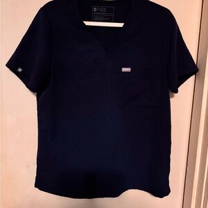 Figs Deep Blue V-Neck Scrub Top